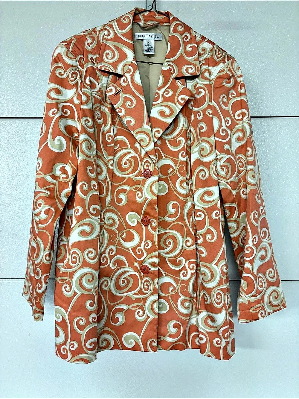 pursuits, ltd. Abstract Swirl Blazer in Coral & White XL